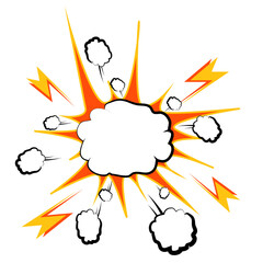 Vibrant Comic Explosion: Vector Graphic Illustration of Bursting Energy with Smoke Balls and Rays
