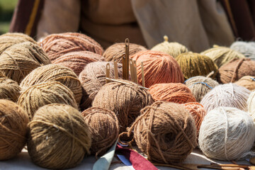 woolen threads for knitting as a background.