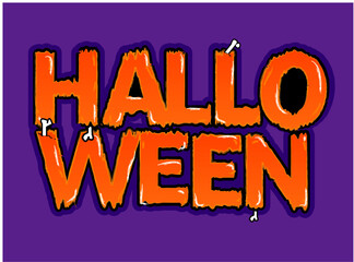 Fototapeta premium Spooky Halloween Logo: Vector Illustration with Terrifying Typography and Zombie Bones