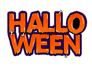 Spooky Halloween Logo: Vector Illustration with Terrifying Typography and Zombie Bones