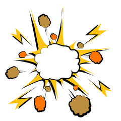 Dynamic Comic-Style Explosion: Vector Illustration of Explosive Burst with Rays and Smoke Balls on White Background