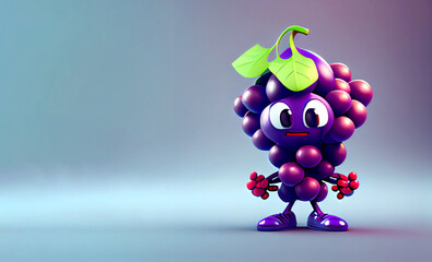 Cute Grape Character holding an umbrella