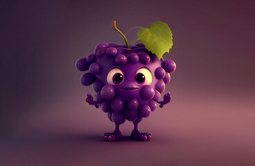 Cute Cartoon Grape Character
