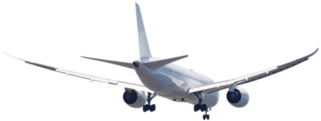 着陸態勢に入った飛行機