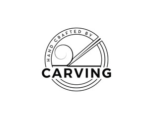 Simple Monogram Wood Carving Business Logo Design Template