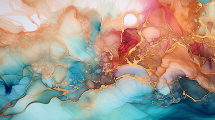 Fototapeta premium Abstract watercolor background with watercolor Teal and Copper color Generative AI