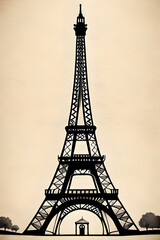 Obraz premium Eiffel Tower pencil drawing. AI generated illustration