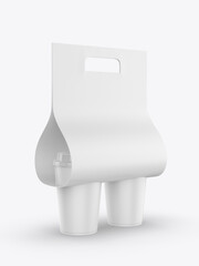 Blank Disposable Paper Coffee Cup Holder carrier Template, 3d render illustration.