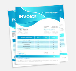 Invoice minimal design template. Bill form business invoice accounting