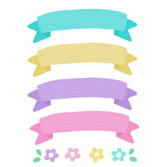 Set of design elements banners ribbons. Colorful ribbon with oil paint texture.