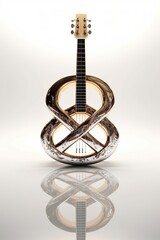 Peace symbol, reflecting in two parallel mirrors as infinity - futuristic guitar - music