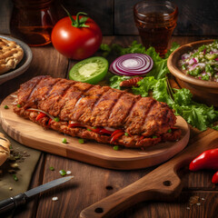 typical turkish kebab food dish on the table generative ai