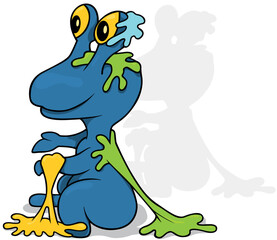 Blue Garbage Monster with Colorful Slime on his Body