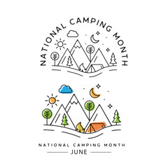 National camping month, vector, web banner, poster, card for social media.