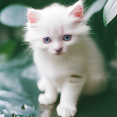 Close-up of a beautiful white cat