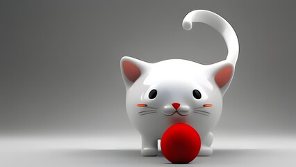 White cat with black eyes looking at camera, background blurred. High quality photo