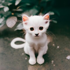 Close-up of a beautiful white cat