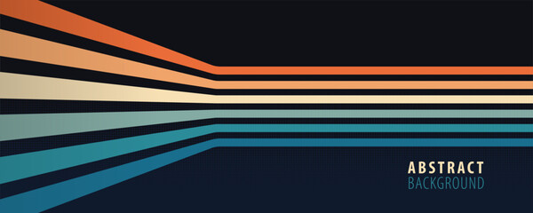Simple abstract curvy 1970s rainbow line background design. Futuristic retro style concept with colorful wavy lines. Vector illustration