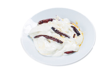 Traditional Turkish and Greek Meze with chili peppers. Turkish Appetizer Atom with yogurt. Turkish atom meze. High quality photo