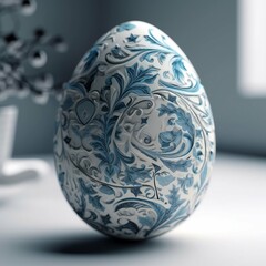 blue and white egg