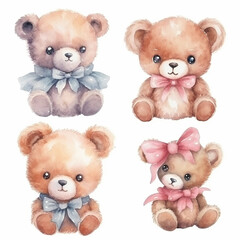 set of teddy bears