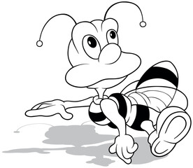 Drawing of a Surprised Bee Looking to the Side