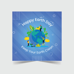 happy earth day social media post design template. 