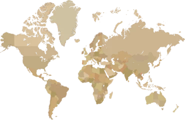 Deurstickers Highly detailed world map on transparent background © kodochigov