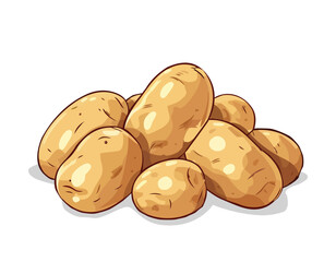 Raw potatoes on white background. Fresh raw unpeeled potatoes vector illustration
