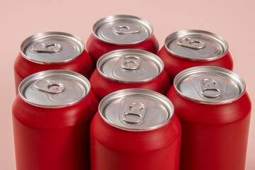 Cold red soda cans for conceptual use