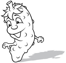 Drawing of a Cheerful Cute Cucumber