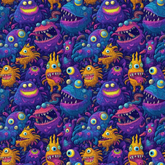 Fototapeta premium seamless pattern monster generative ai
