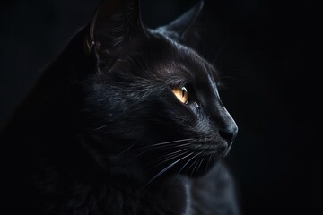 The sleek black feline moves with graceful confidence .Generative AI