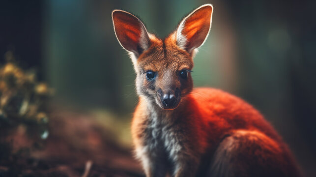 Adorable Portrait of a Kangaroo or a Wallaby. Australian outback. Generative AI