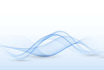 Transparent wavy lines in blue on a white background,abstract wave background. A wave of blue smoke.