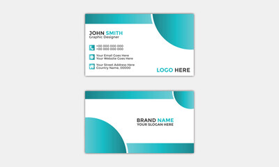 Modern Corporate and Creative Business Card Design Template Double-Sided Horizontal Name Card Simple and Clean Blue and White Visiting Card Vector Illustration Colorful Gradient Business Card