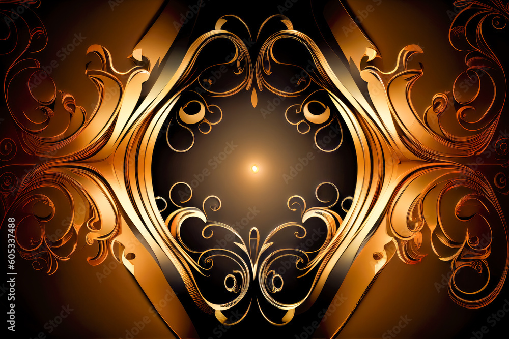 Poster abstract background of golden lines. generative ai