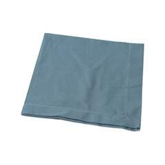 Folded blue tissue napkin isolated over white background