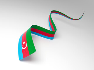 3d Flag Of Azerbaijan, 3d Wavy Shiny Azerbaijan Ribbon Isolated On White Background, 3d illustration
