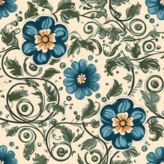 Classic floral pattern ideal for background, generative ai
