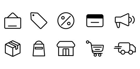 Online Shopping Icon Set Collection