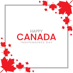 Happy canada independence day greeting card design