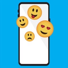 Emoji in phone icon vector illustration symbol