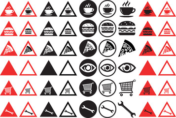 set of warning signs