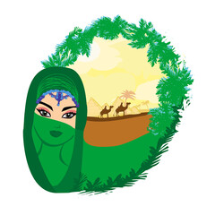 Arabian woman in the desert - 605341855