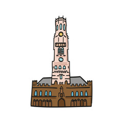Colored linear Vector icon of tourist european landmark and travel destination