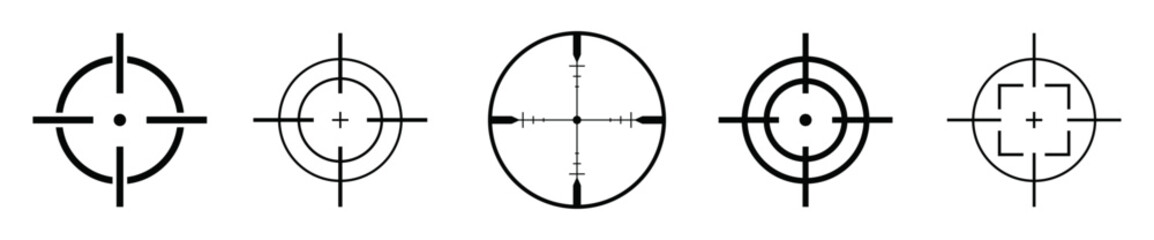 Target destination icons set. Aim sniper shoot symbols. - obrazy, fototapety, plakaty