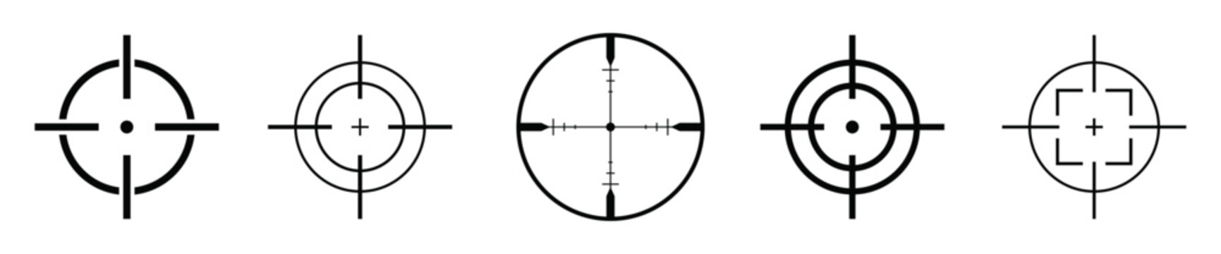 Target destination icons set. Aim sniper shoot symbols.