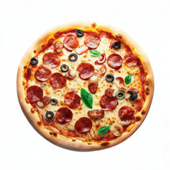 Yummy Pizza Delicacy, Realistic Food Illustration, Generative AI