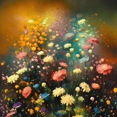 Obraz na płótnie Canvas abstract background with colourful flowers explosion